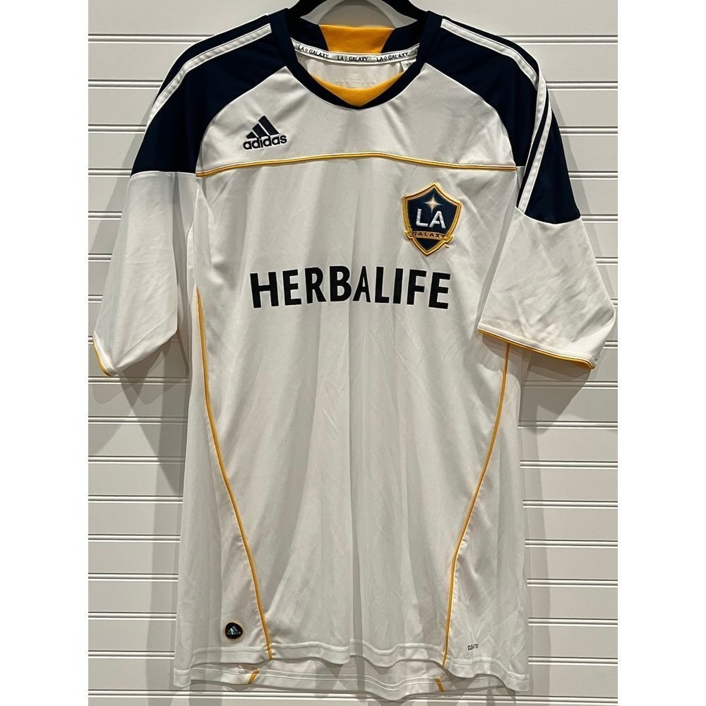 Adidas LA Galaxy MLS Soccer Jersey White Herbalife Climalite Mens Large L